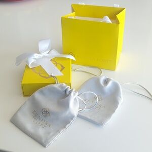 Kendra Scott Yellow & Gray Gift Box Set & Jewelry Soft Cloth Bags, Bow - New